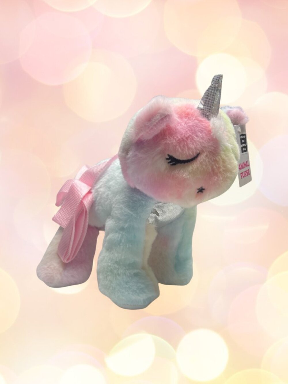 NWT Unicorn Bag Plush Stuffed Animal Purse Tie Dye Rainbow Crossbody Girls #1